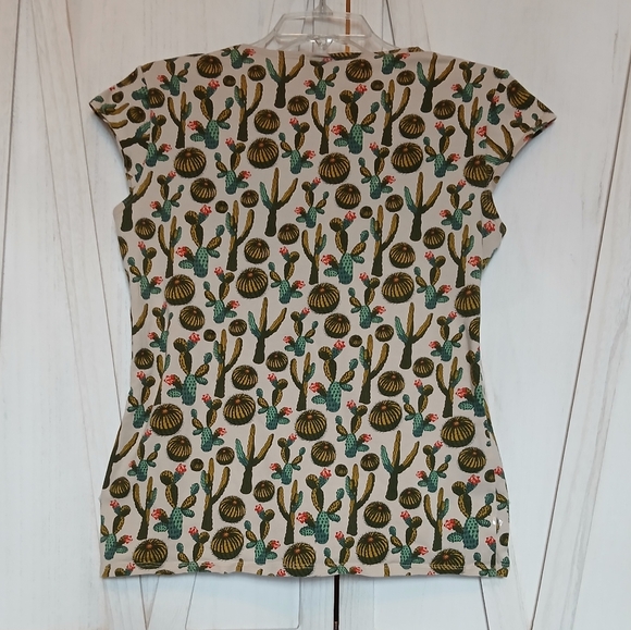 Switchblade Stiletto Dame Tie Front Cactus Print Top - L - Picture 3 of 5
